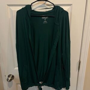 Torrid 3X Super Soft Knit Green Hooded Open Front Cardigan Plus NWT